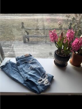 American Eagle Outfitters Medium Blue Distressed Boyfriend Jeans